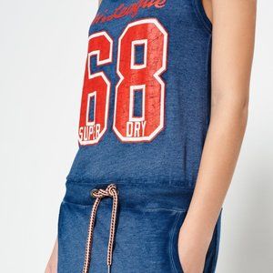 Superdry Tri League maxi dress navy denim